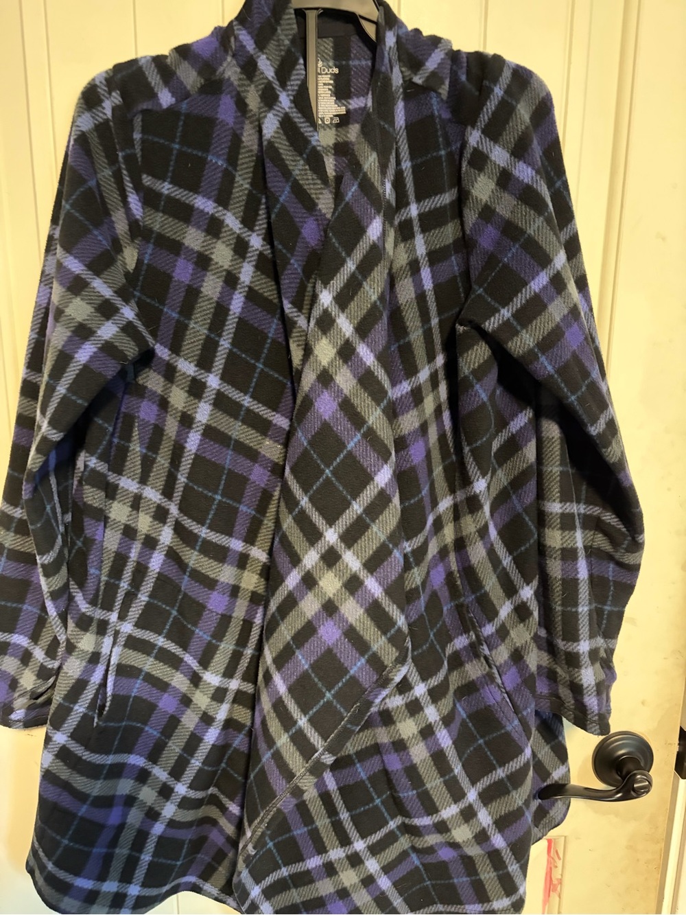 Cuddl Duds Black, Purple & Gray Plaid Fleece Cape